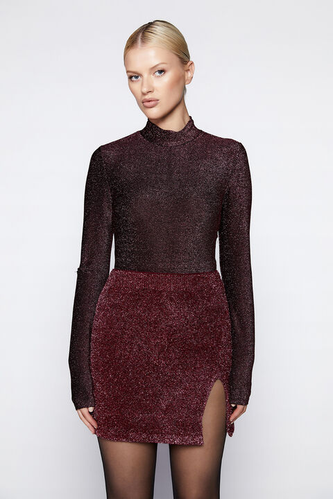 LYRIC LUREX BODYSUIT in colour CHILI PEPPER