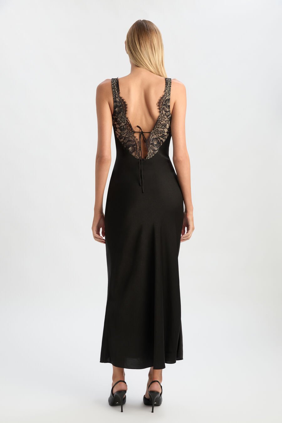 HAYDEN LACE SLIP DRESS in colour BLACK