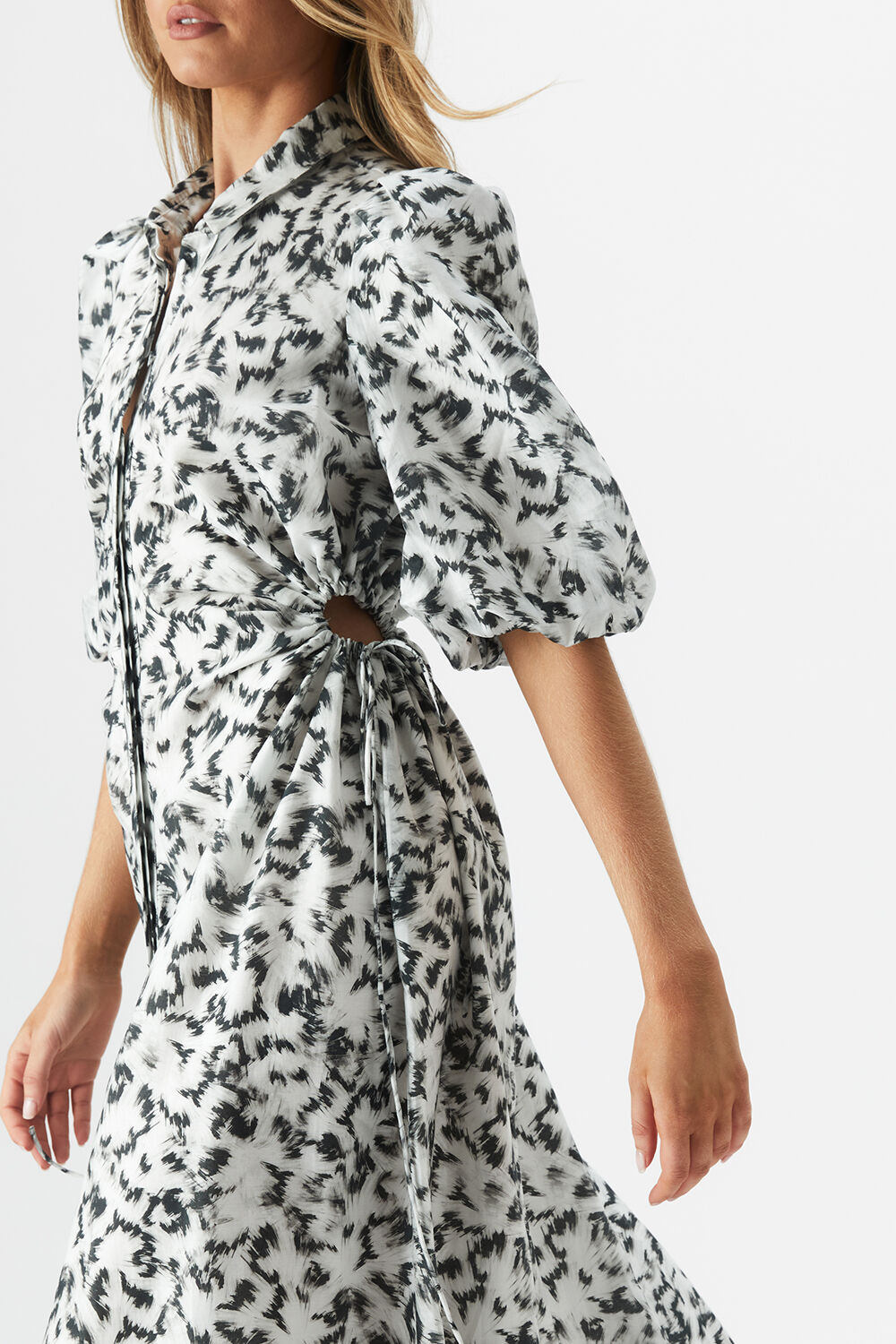 ABSTRACT MIDI SHIRT DRESS in colour ANTHRACITE
