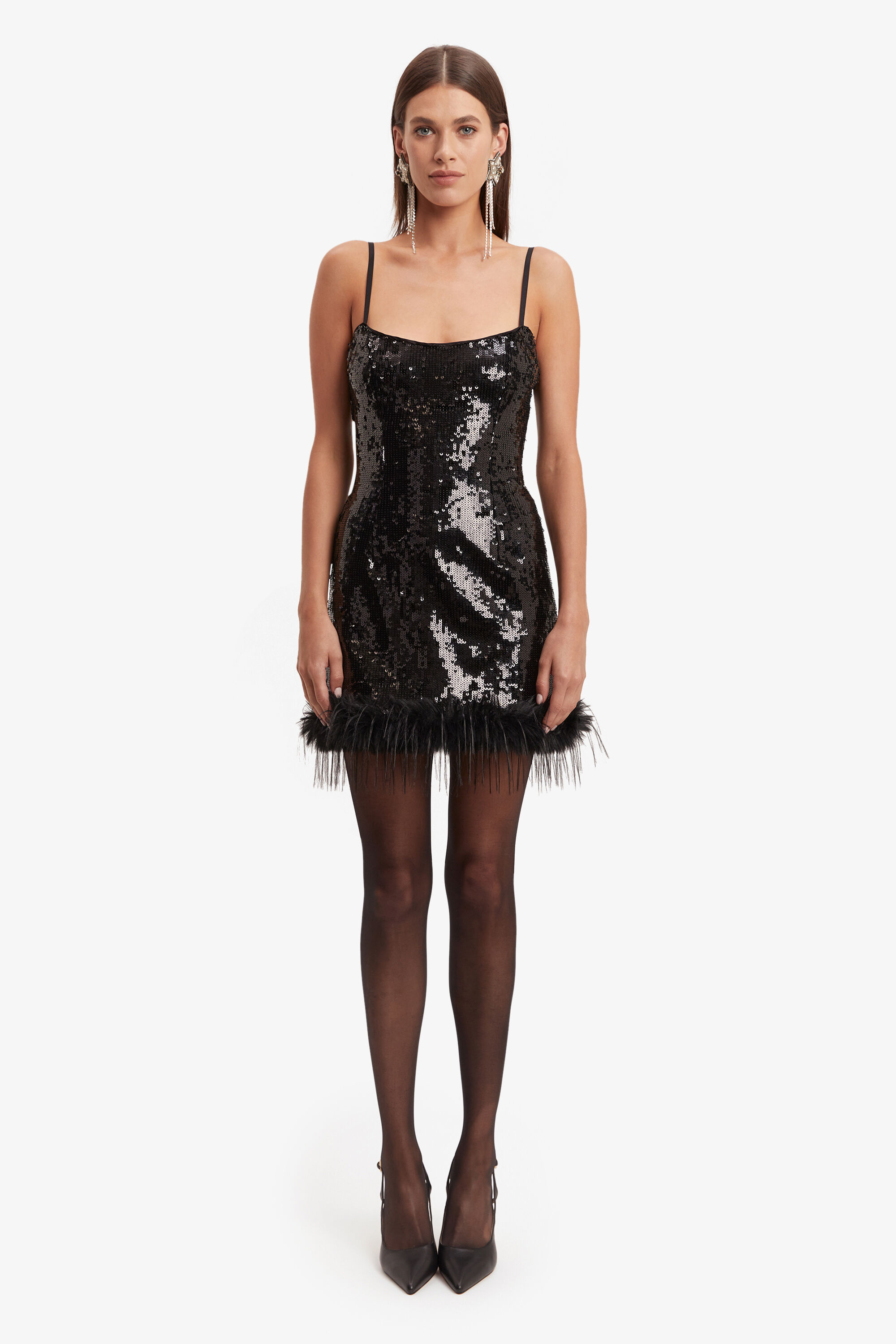 Fur trim hot sale bardot dress