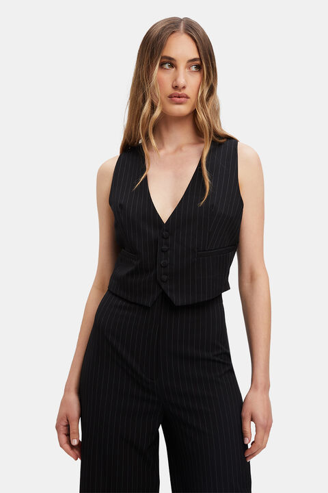CALLISTA PIN STRIPE VEST in colour BRIGHT WHITE