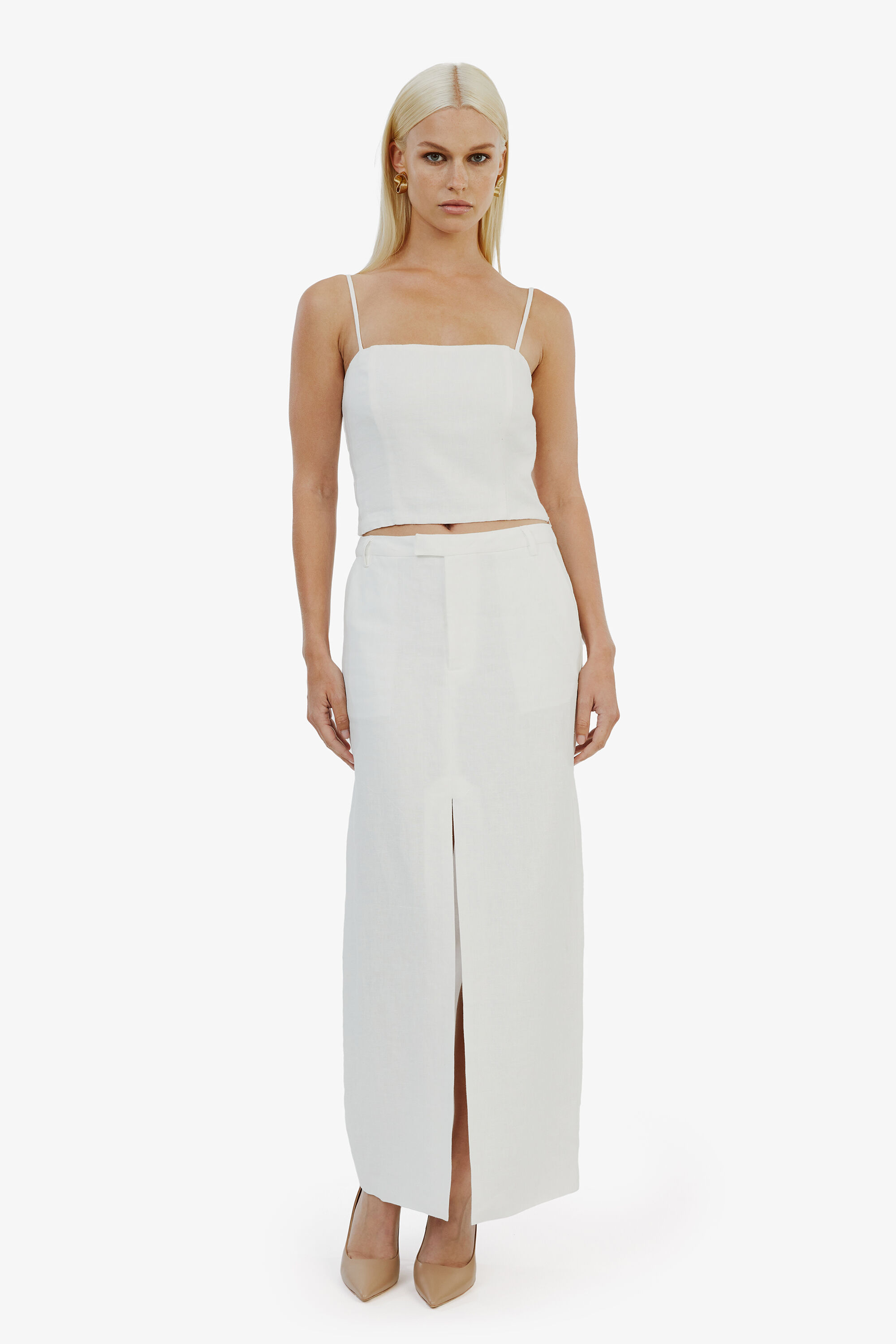 White midi hot sale skirt bardot