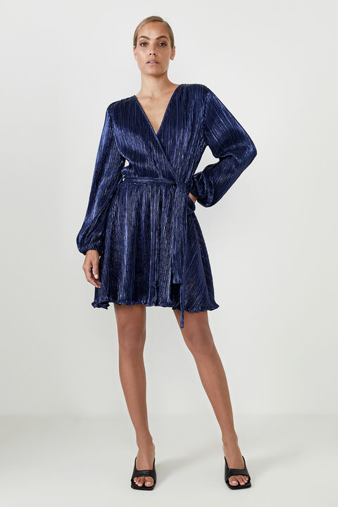 BELLISSA PLEAT DRESS in colour EVENING BLUE