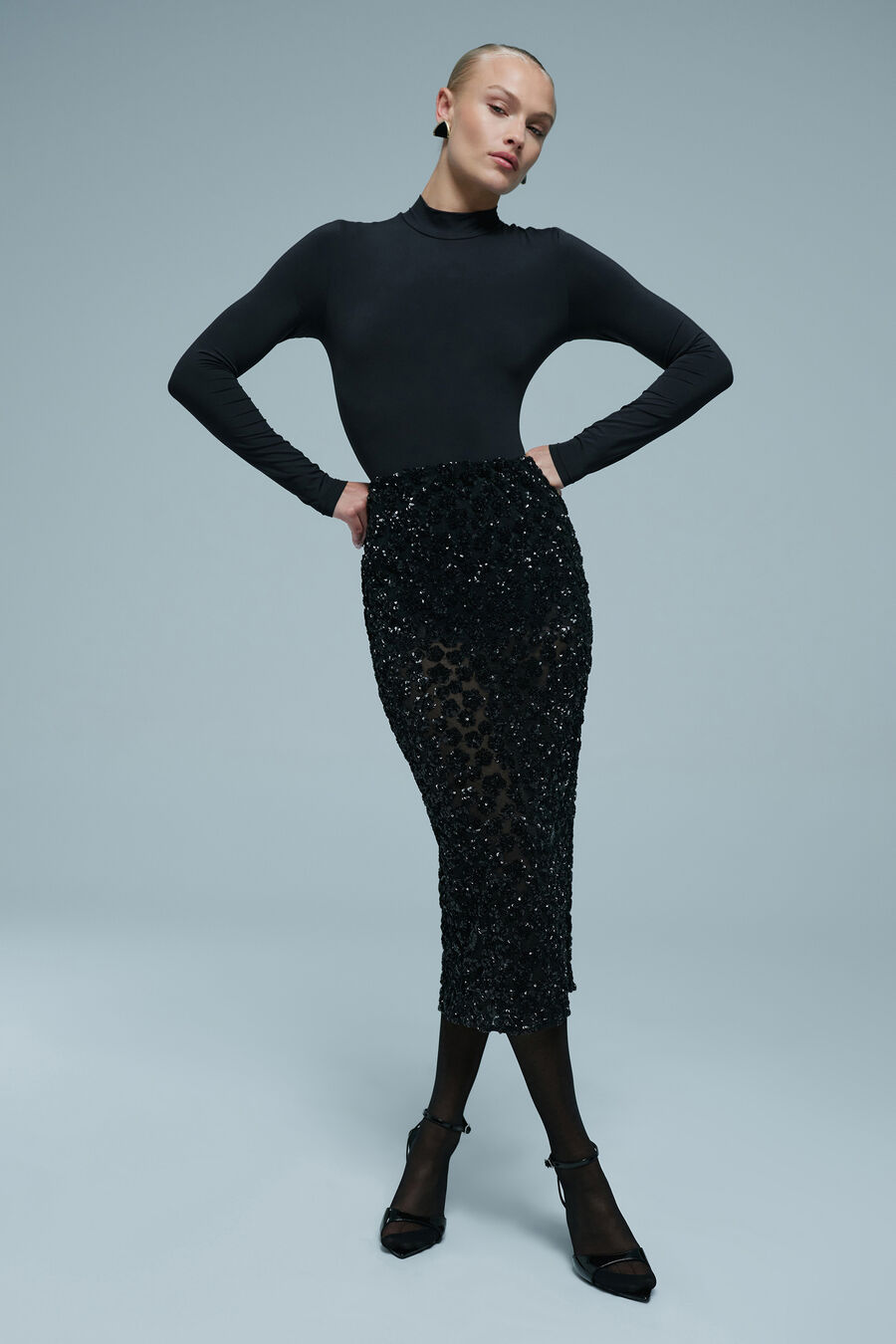 Sienna Sheer Sequin Midi Skirt