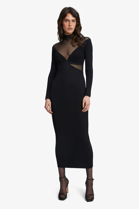 APEROL KNIT MIDI DRESS in colour CAVIAR