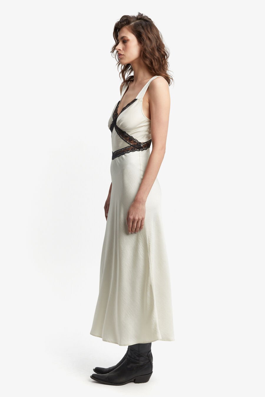 EMORY LACE SLIP DRESS in colour BLACK/WHITE