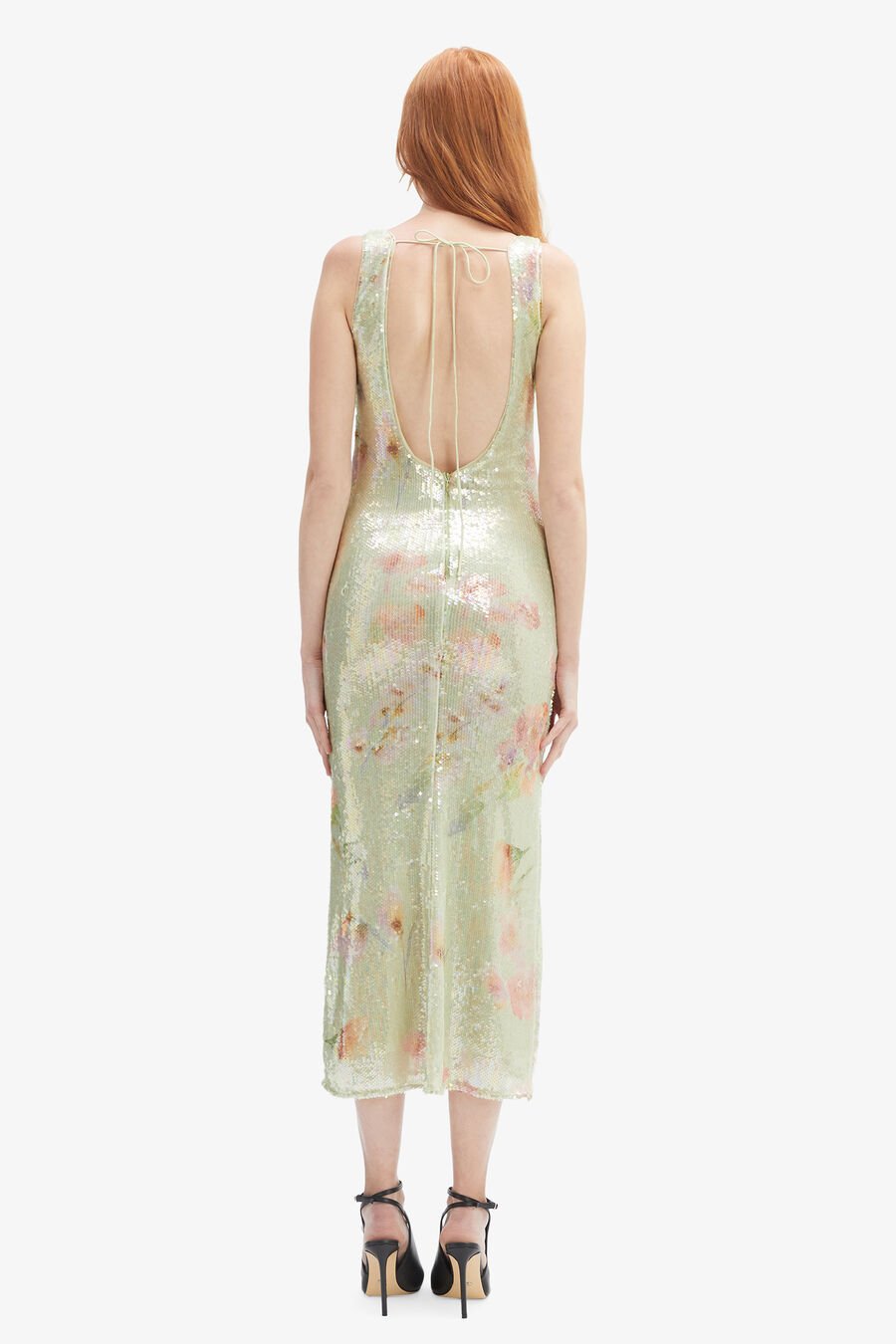 ELODA SEQUIN MIDI DRESS in colour Green Floral
