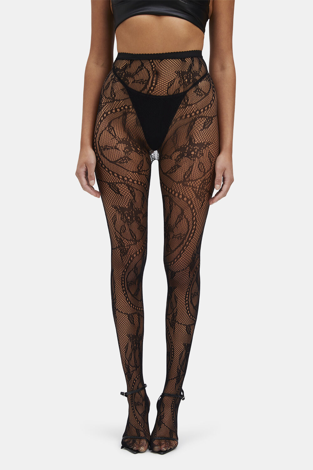 OPAQUE LACE TIGHTS in colour METEORITE