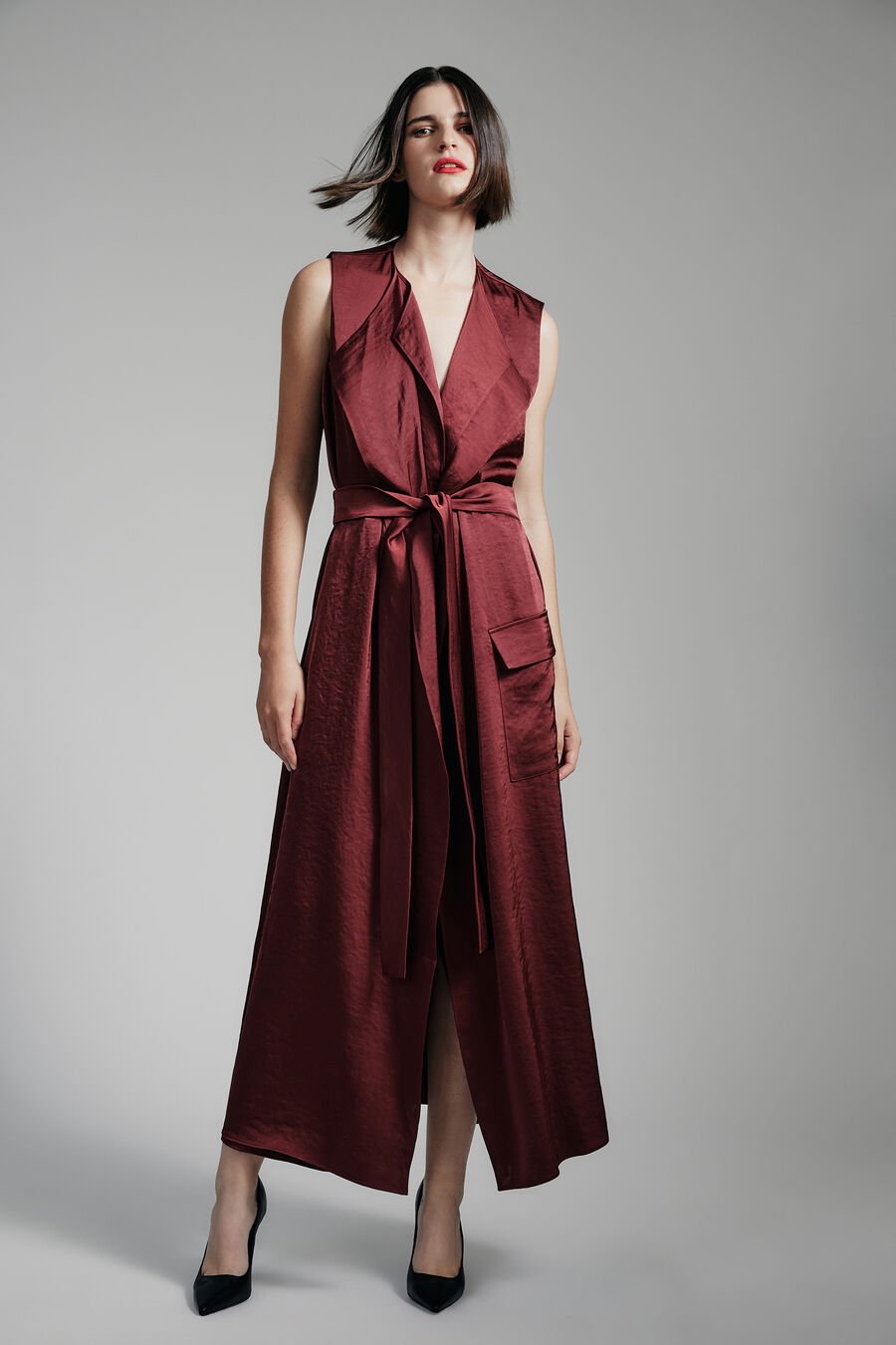 LANZA MIDI DRESS in colour BURGUNDY