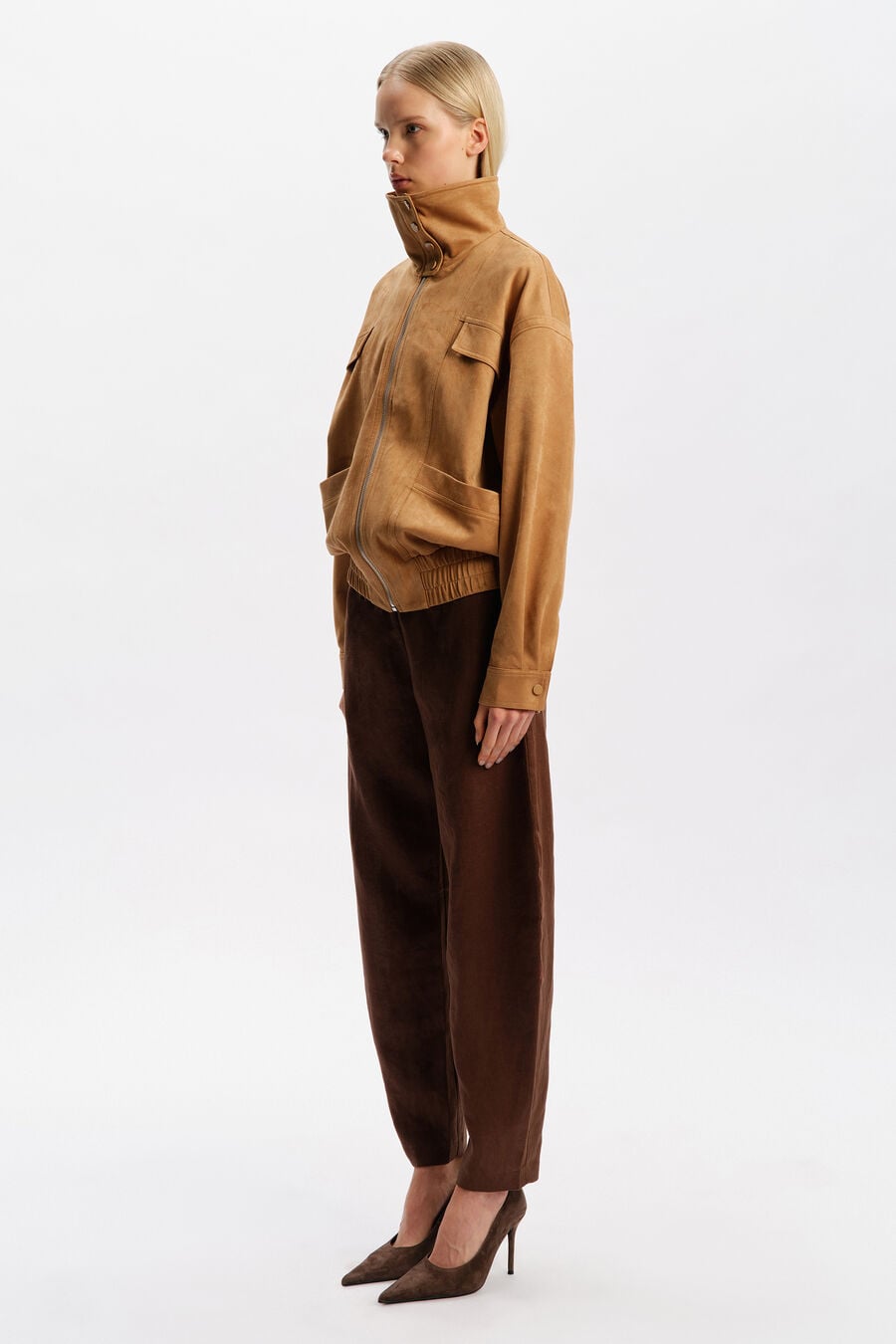 REGINA FAUX SUEDE JACKET in colour Russet
