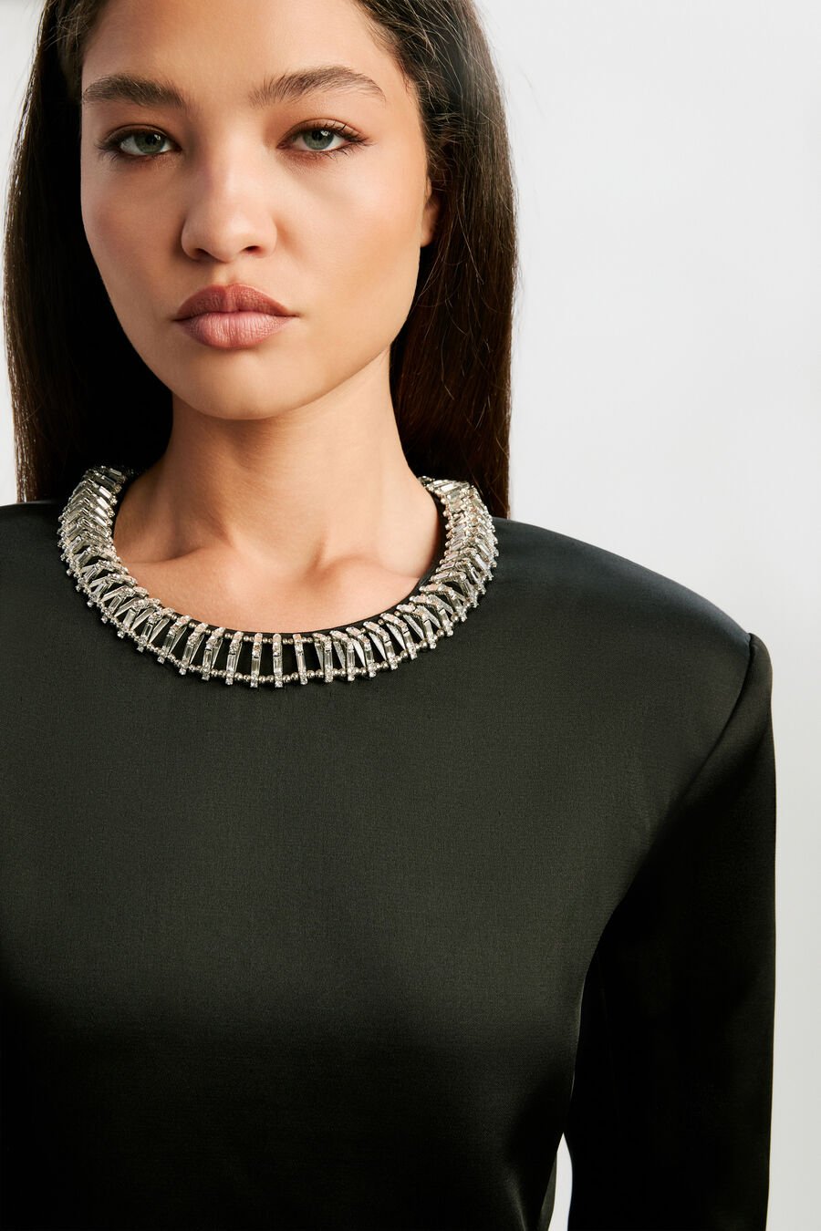 Adara Diamante Trim Mini Dress