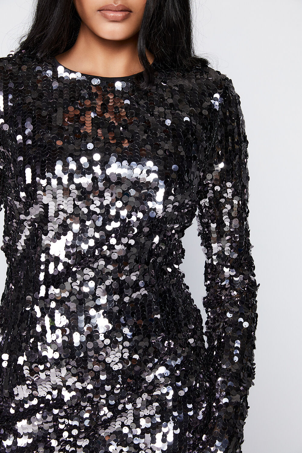 Valentina black sequin long sleeve maxi dress best sale