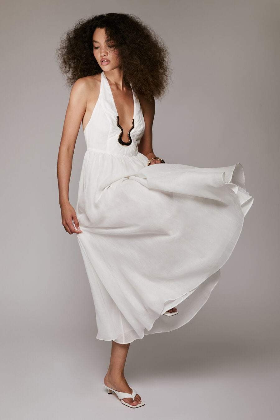 Cavarly Ramie Halter Dress In Ivory | Bardot Cavarly Ramie Halter Dress In Ivory | Bardot