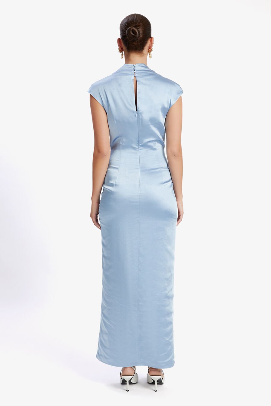 AURIA SATIN MAXI DRESS in colour SOFTBLUE