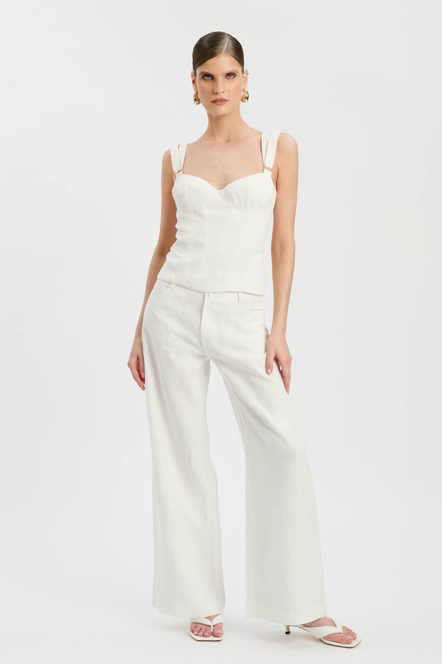 SERAFINA LINEN CORSET TOP in colour Ivory