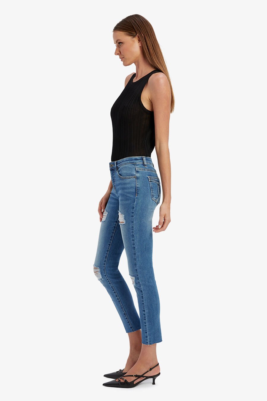 KATE TRASHED HIPSTER JEANS in colour Dark Vintage