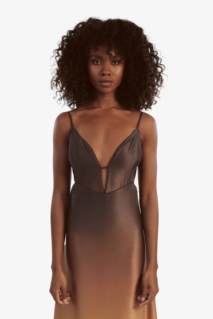 KARLOTTA SLIP DRESS in colour Brown Ombre
