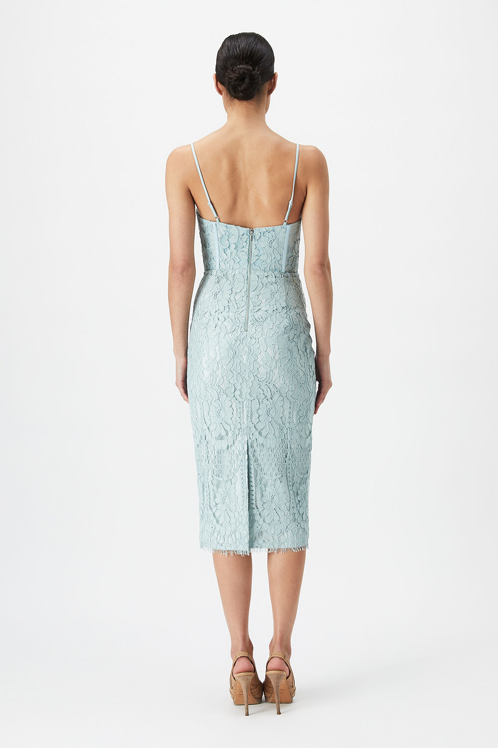 FLORENCE MIDI LACE DRESS in colour GREEN LILY