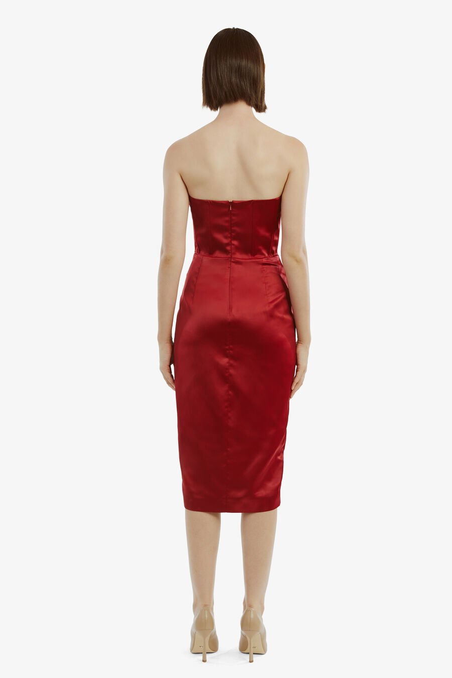 JAMILA CORSET DRESS in colour BURGUNDY