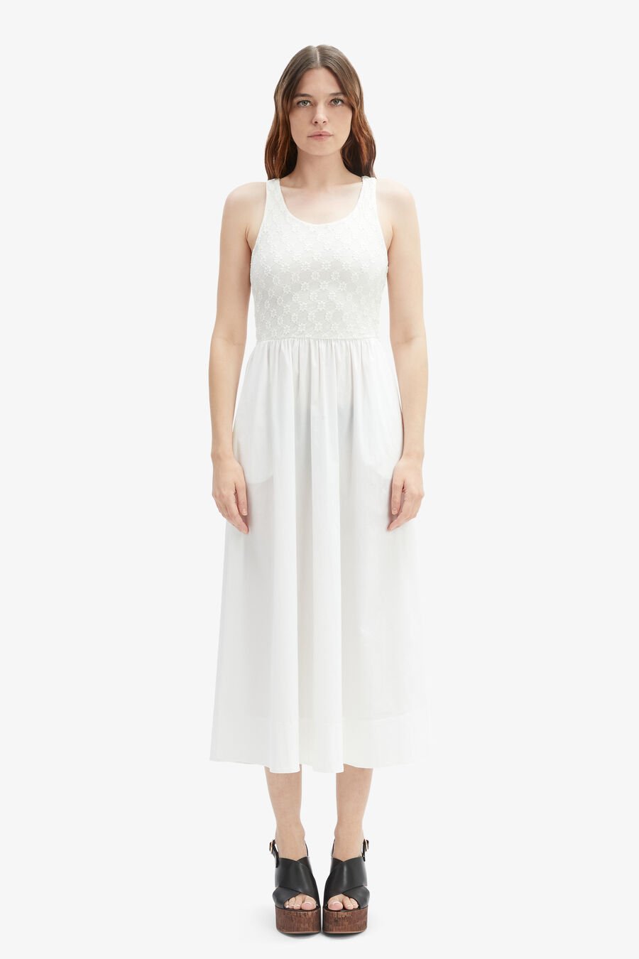 BRYONY LACE POPLIN MIDI DRESS in colour ORCHIDWHT