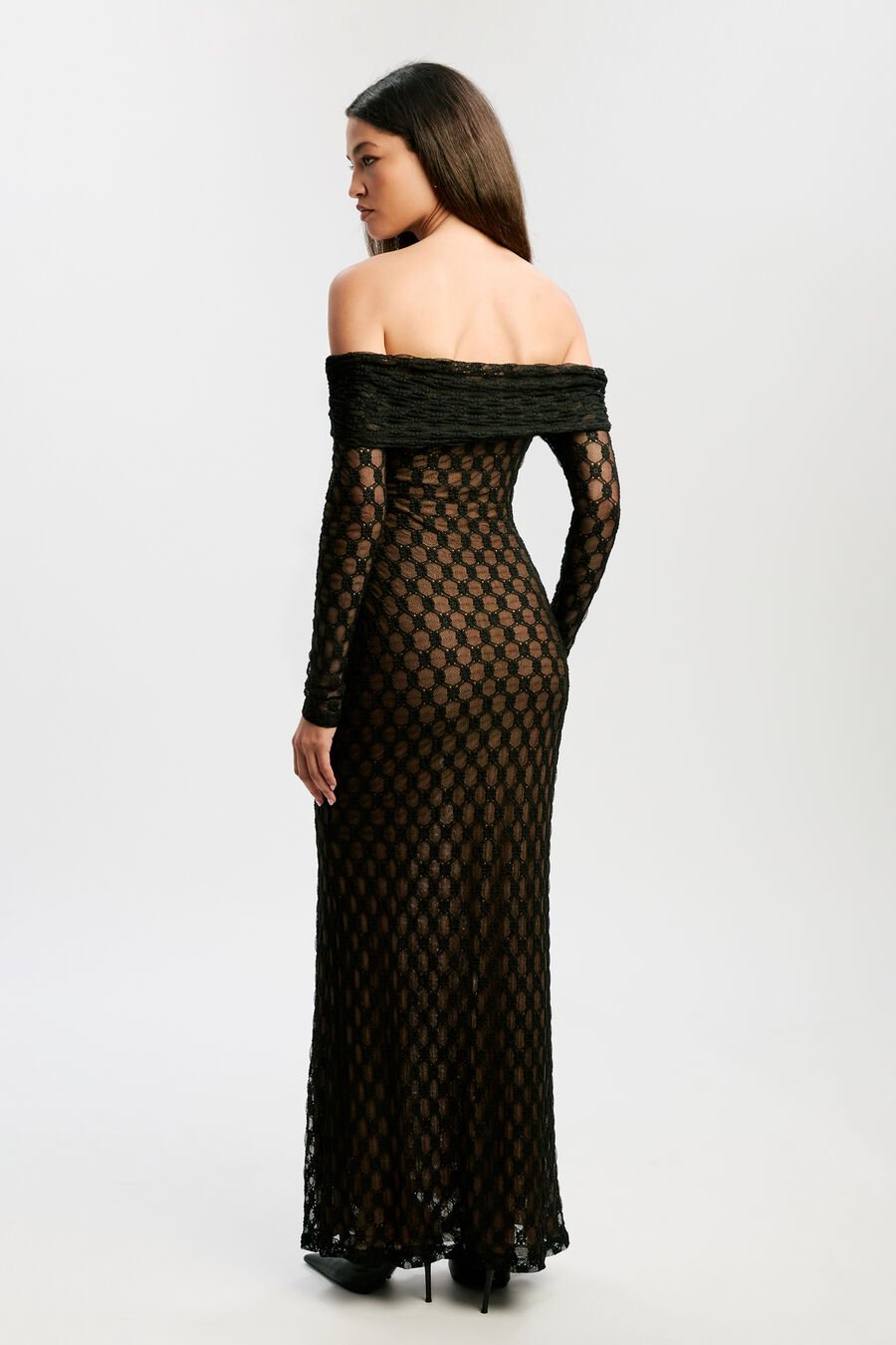 ADONI OFF SHOULDER MAXI DRESS in colour BLACK