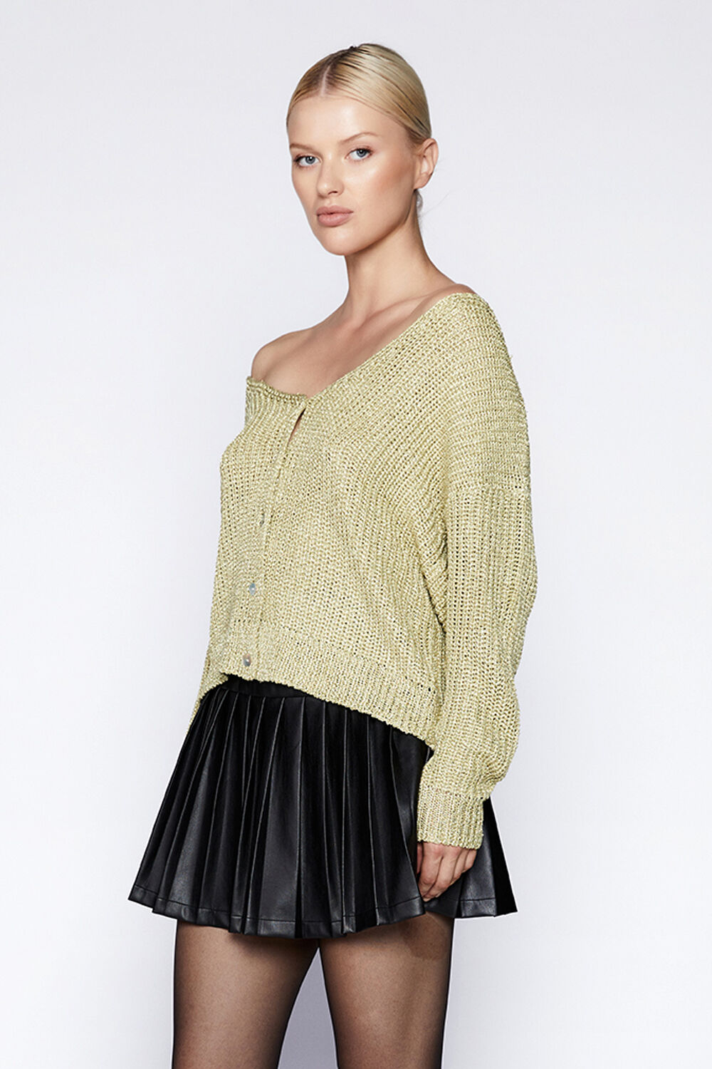 LUREX KNIT CARDI in colour GOLD EARTH