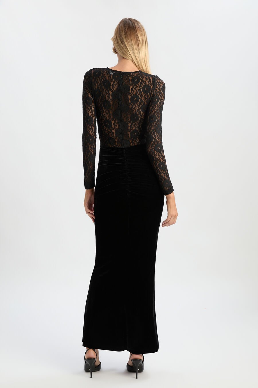 Helenie Velour Lace Maxi Dress