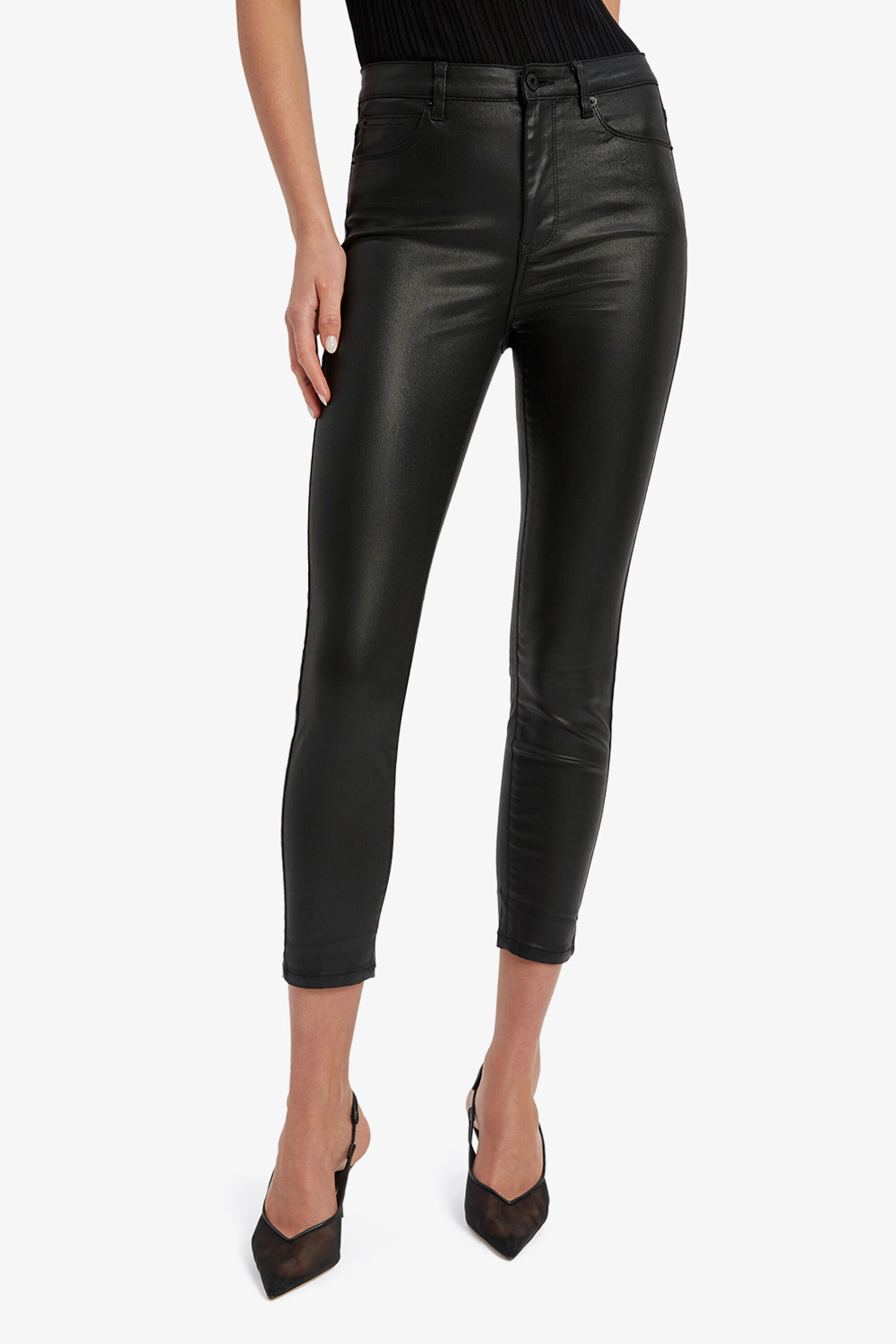 Cropped on sale coated jeans