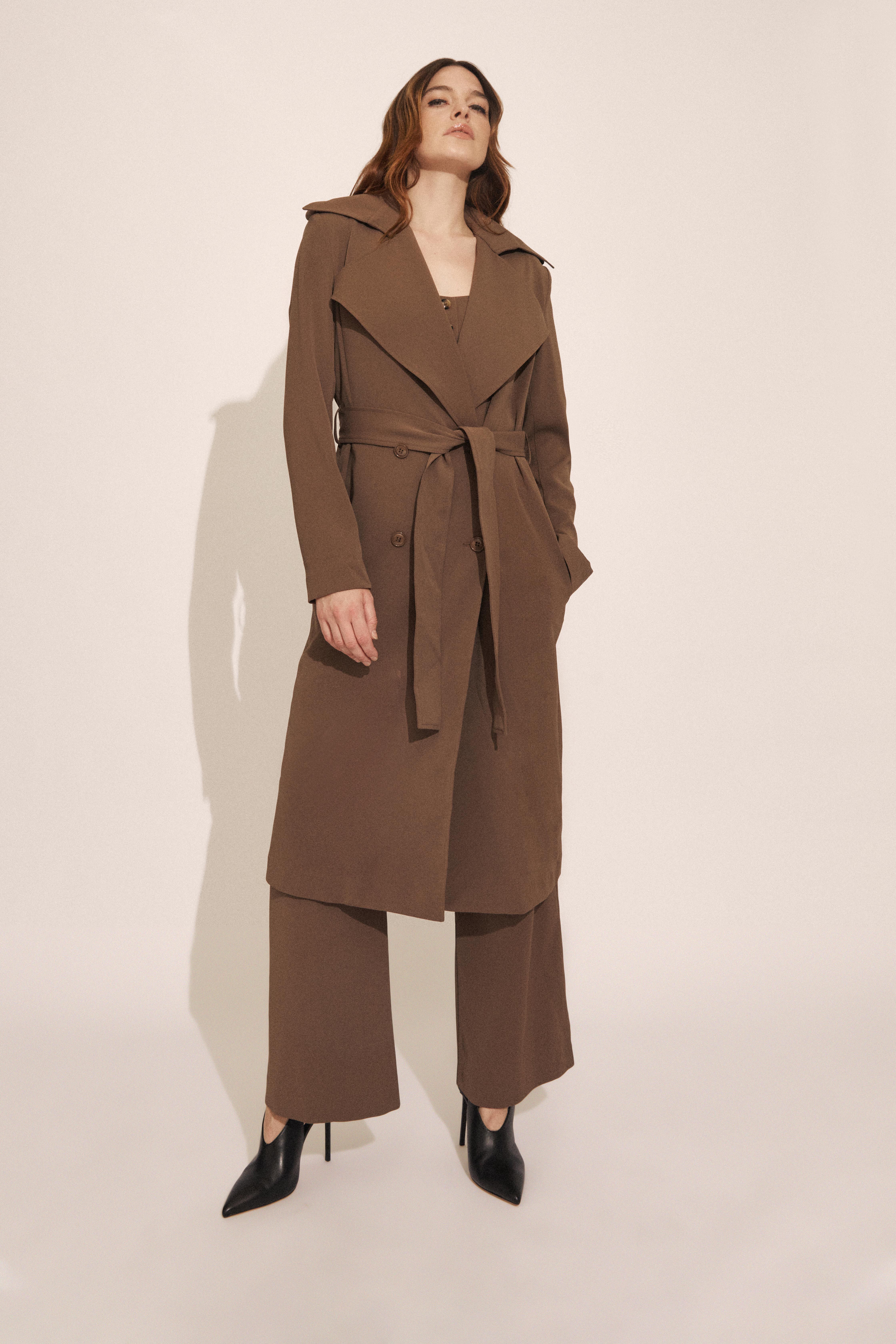 Kira Trench Coat In Brown | Bardot