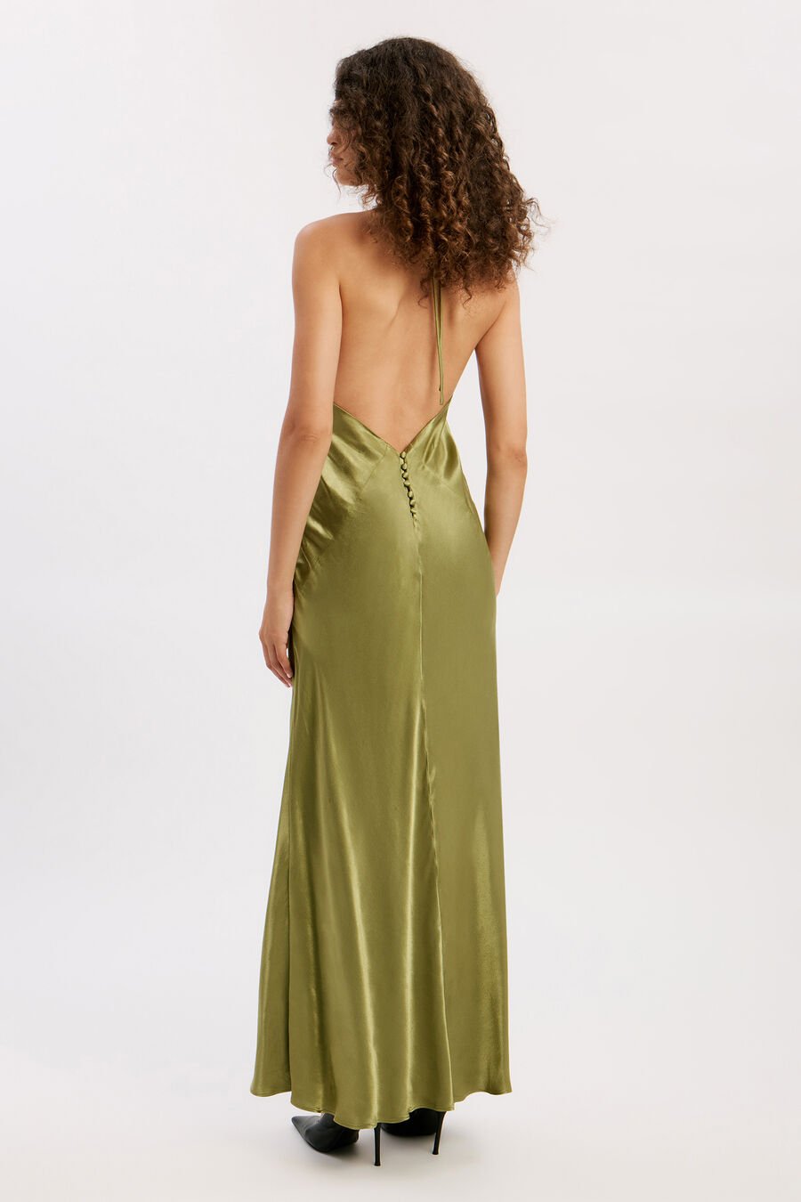 Yve Sequin Satin Halter Dress