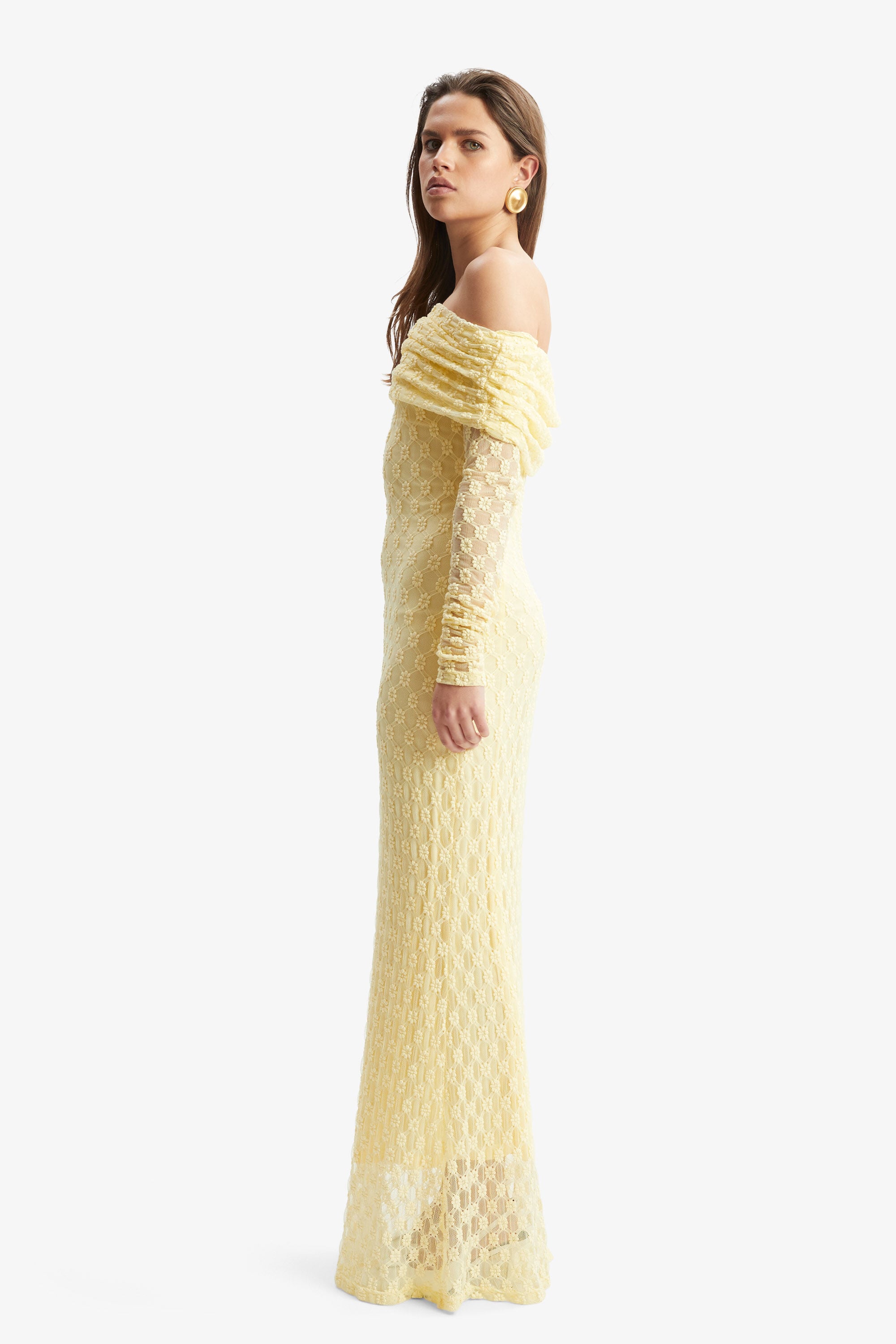 Adoni Off Shoulder Maxi Dress In Canary Yellow | Bardot