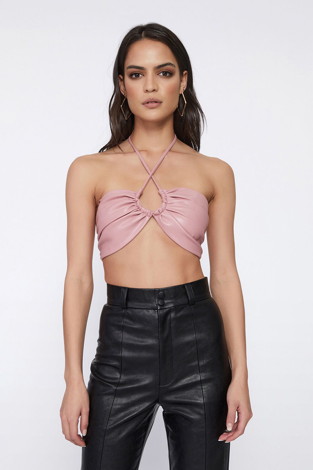 Leather crop top store