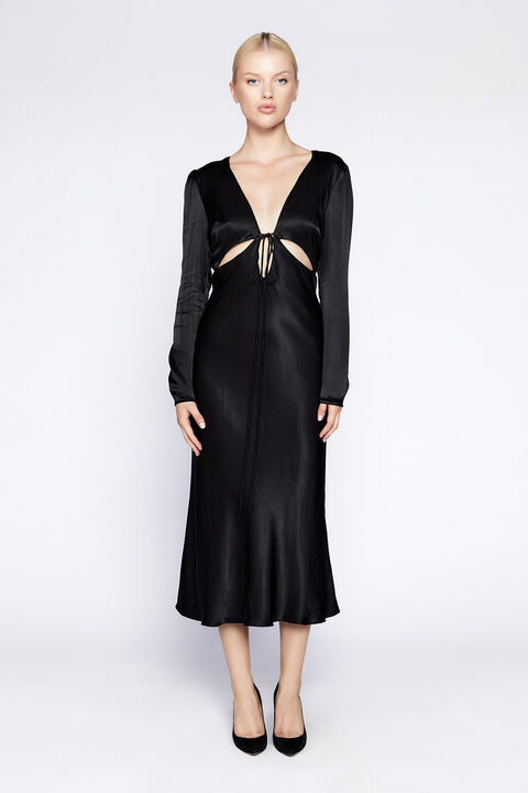 DENVER CUT OUT MIDI DRESS in colour CAVIAR