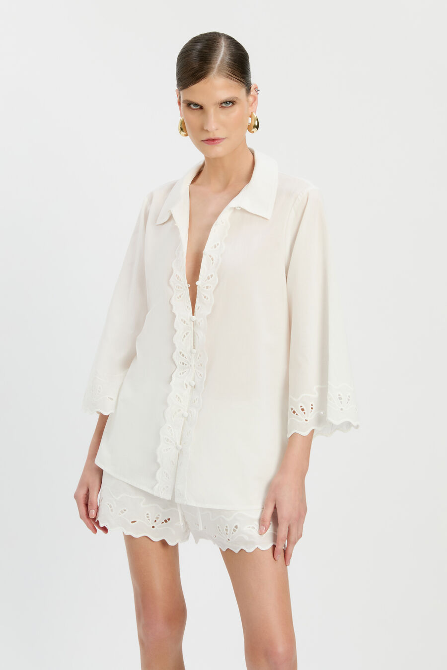 Aleria Cotton Shirt With Trim