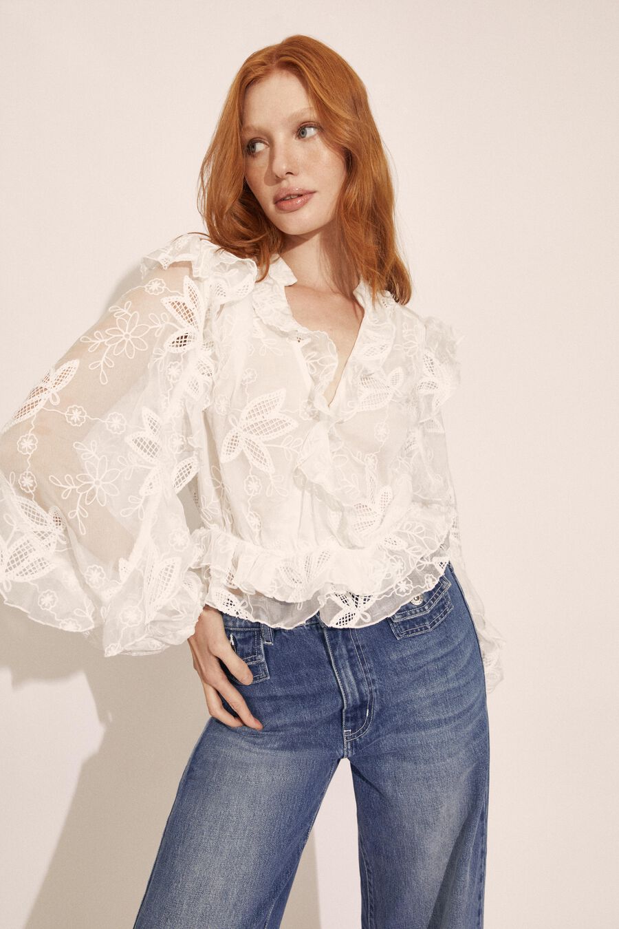 Frill Embroidered Blouse