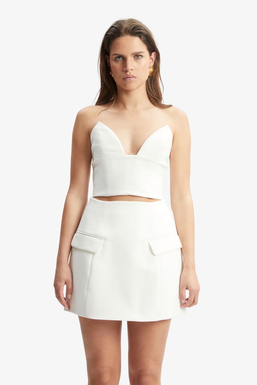 DELPHI STRAPLESS CROP TOP in colour ORCHIDWHT