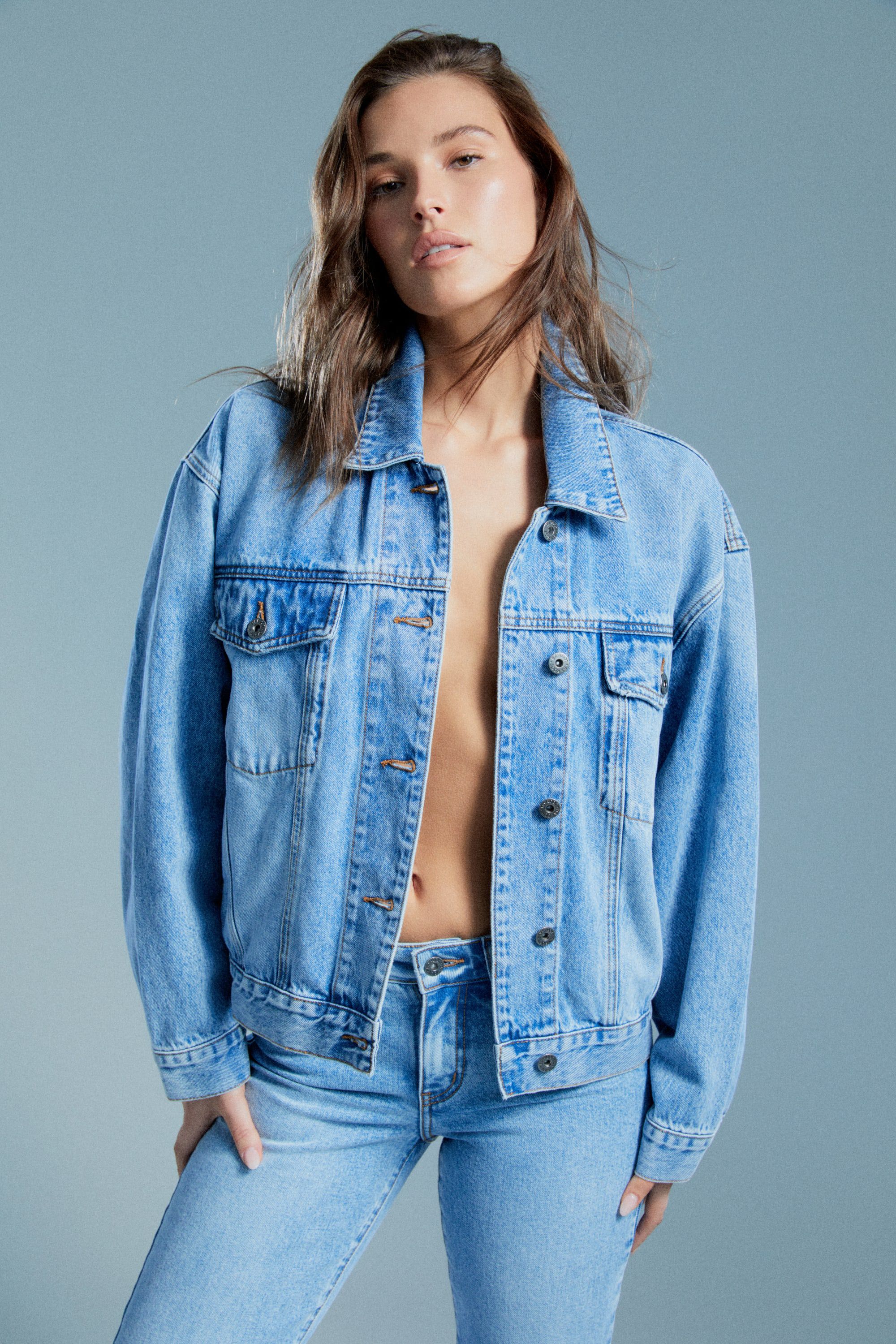 Relaxed Denim Jacket In Vintage Bardot