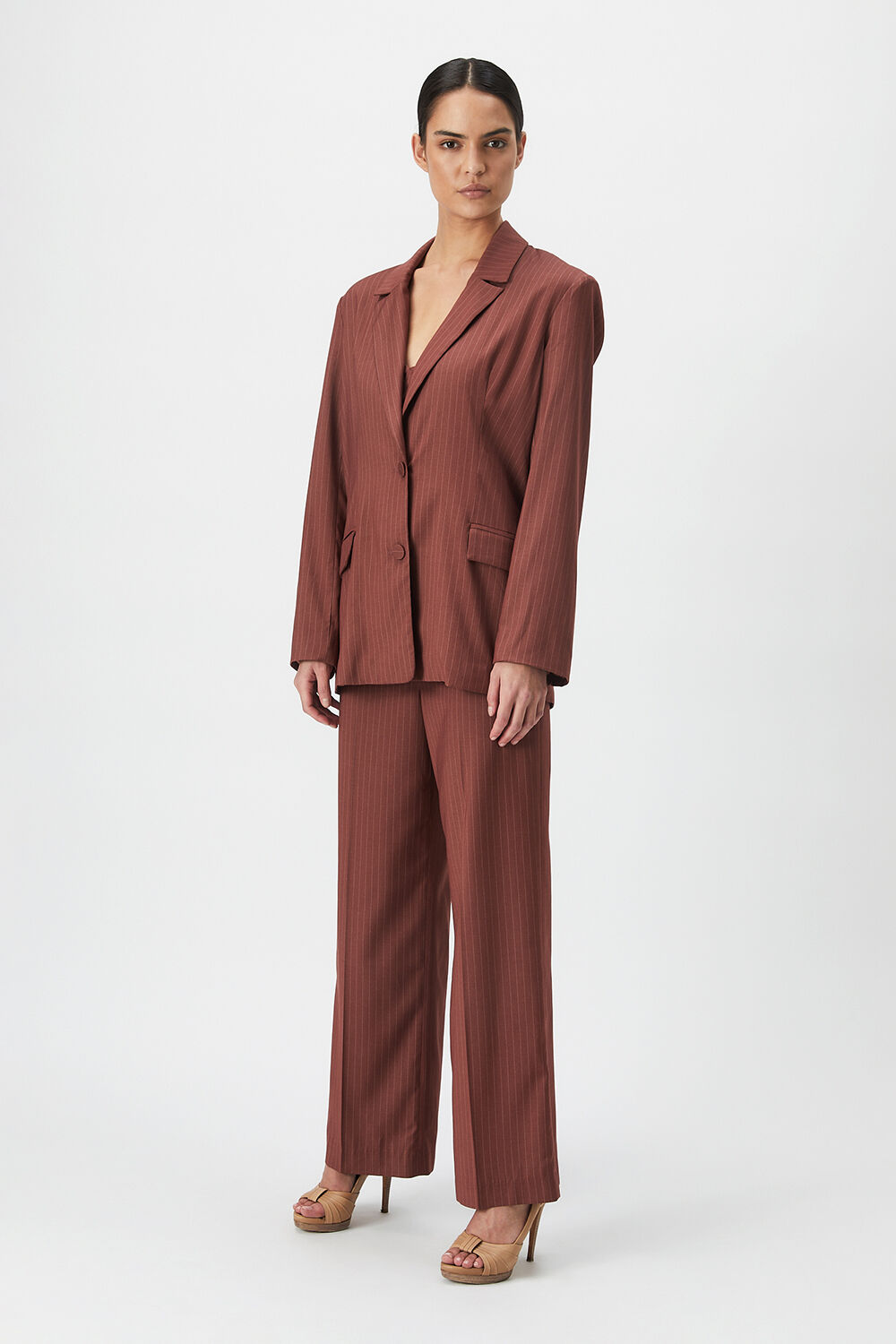 PIN STRIPE BLAZER in colour CHESTNUT STRIPE