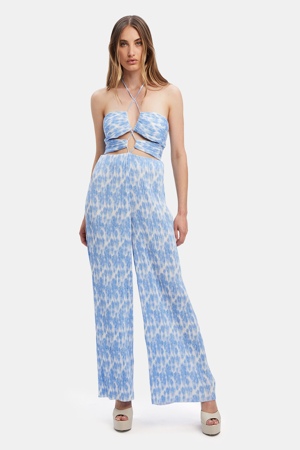 Baby blue floral jumpsuit best sale