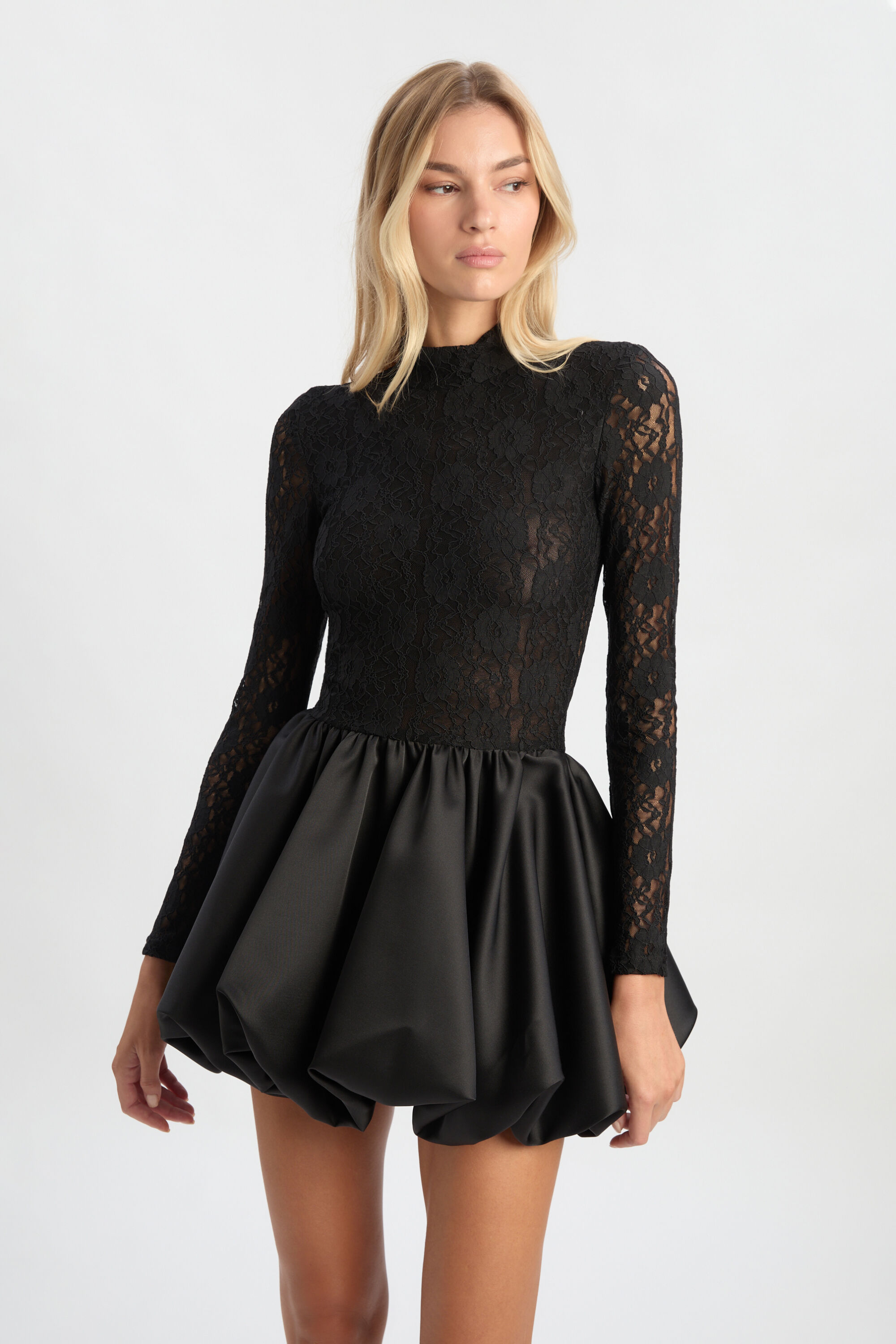 black long sleeve satin mini dress Womens Crawford Ls Mini Dress Black Dresses main image 1