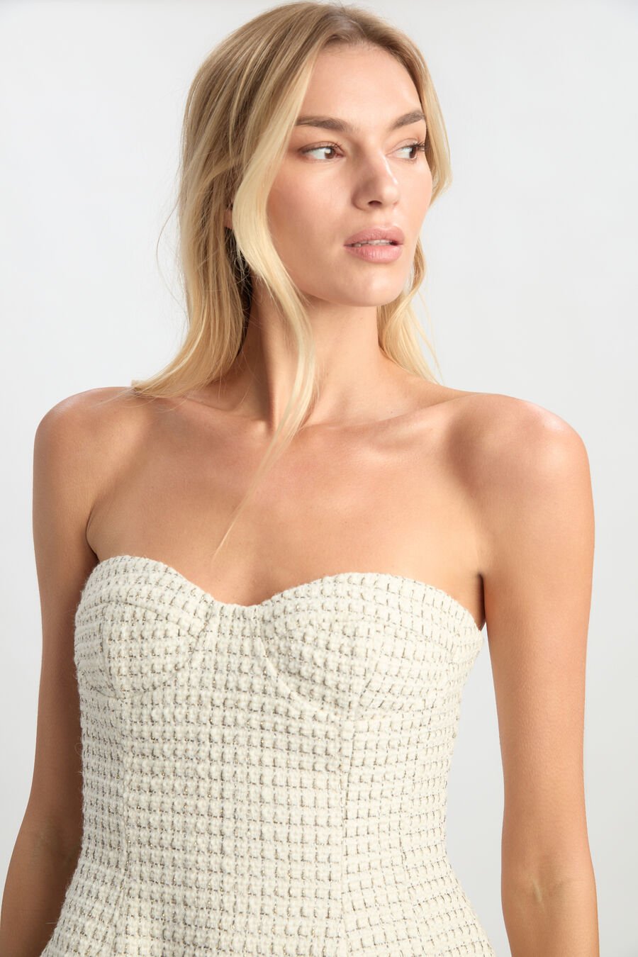 FLORINE BOUCLE MINI DRESS in colour Ivory