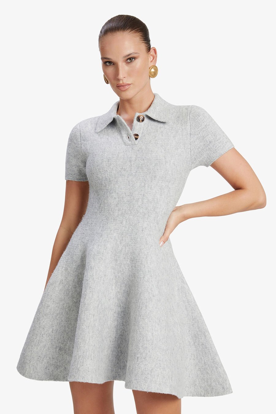 LEXTER SHORT SLEEVE KNIT DRESS in colour DOVEGREY