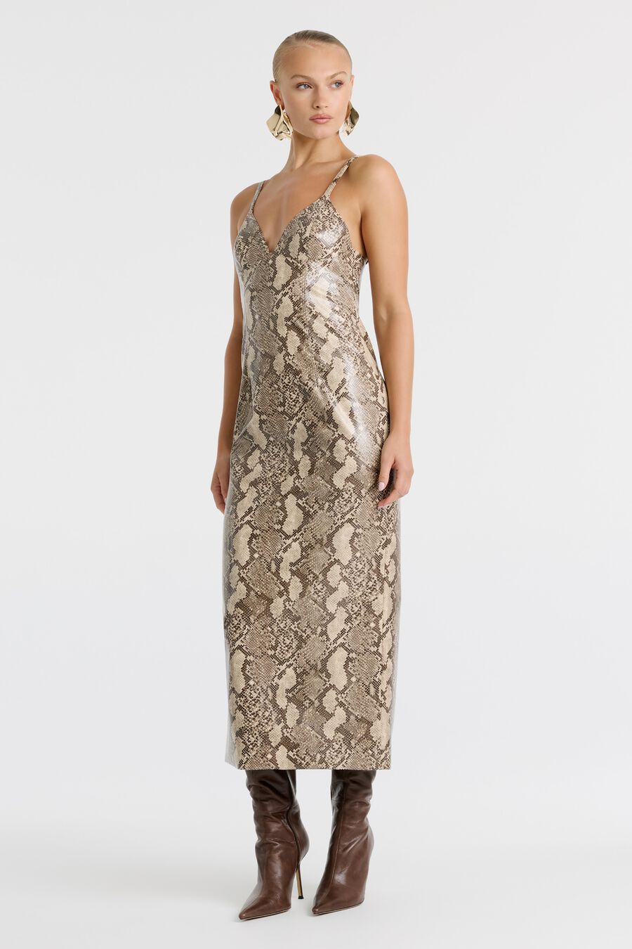 ESTINE FAUX SNAKESKIN DRESS in colour Snake