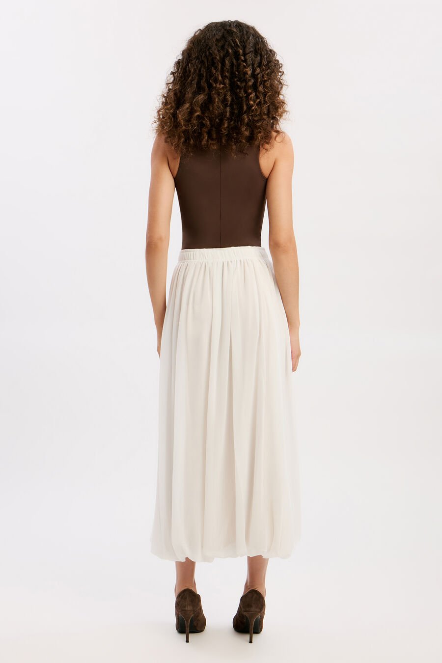 CORINA CHIFFON MAXI SKIRT in colour IVORY