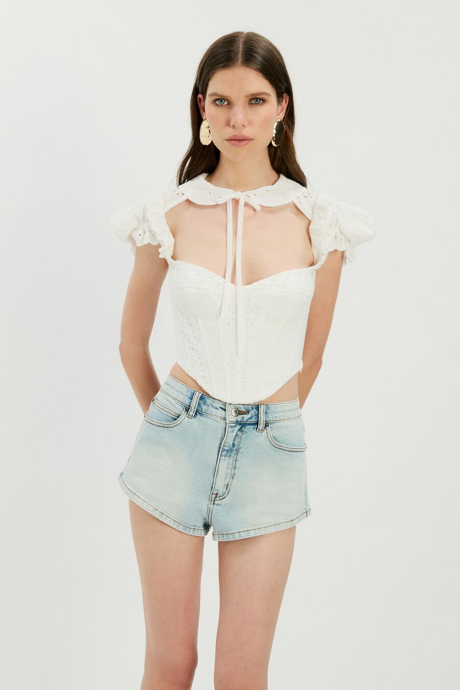 ALLINGTON BRODERIE CORSET TOP in colour Orchid White