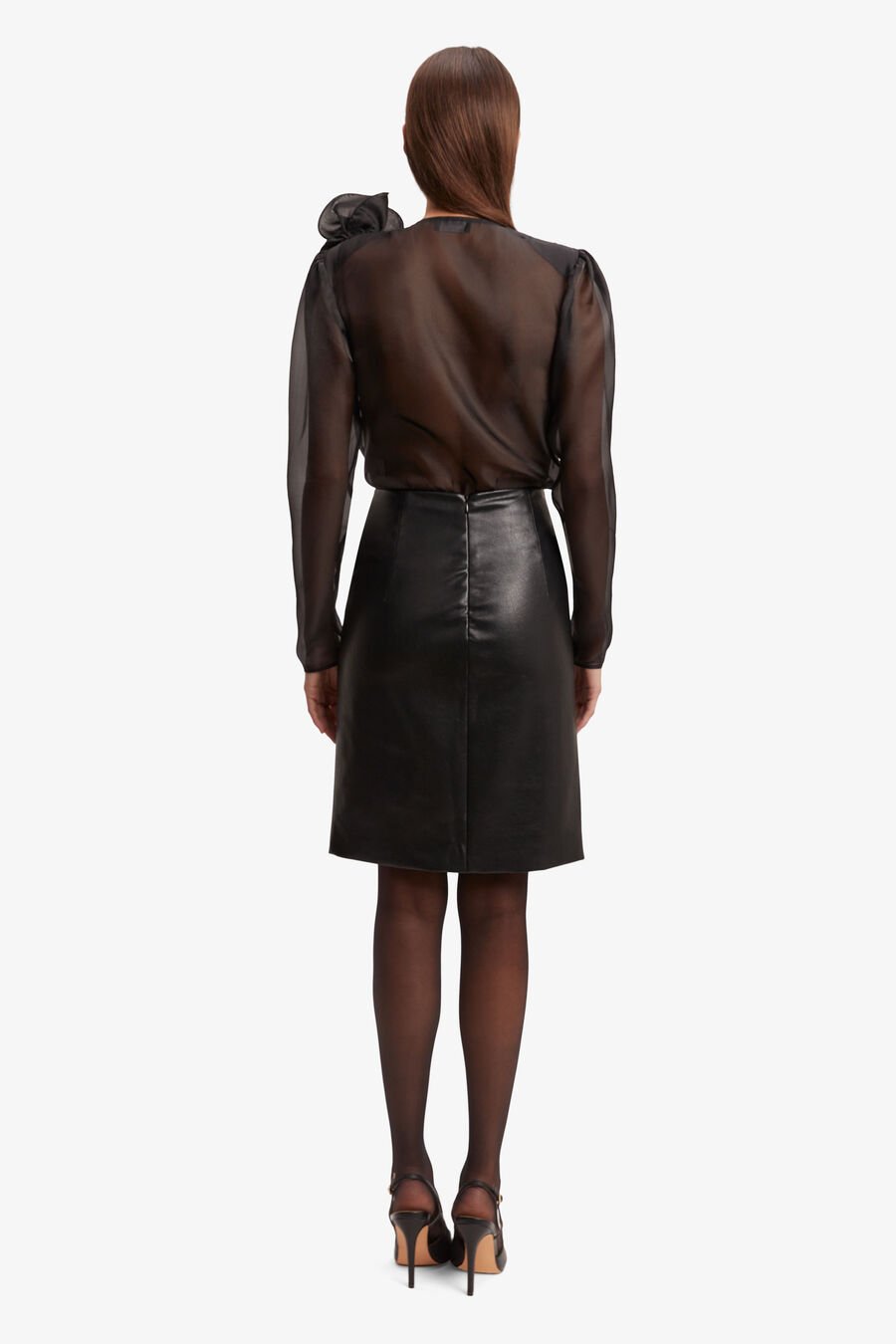 BRIAR VEGAN LEATHER MIDI SKIRT