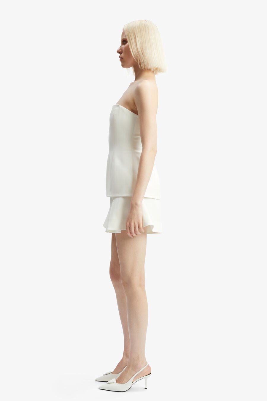 HELENIA LONGLINE STRAPLESS TOP in colour ORCHIDWHT