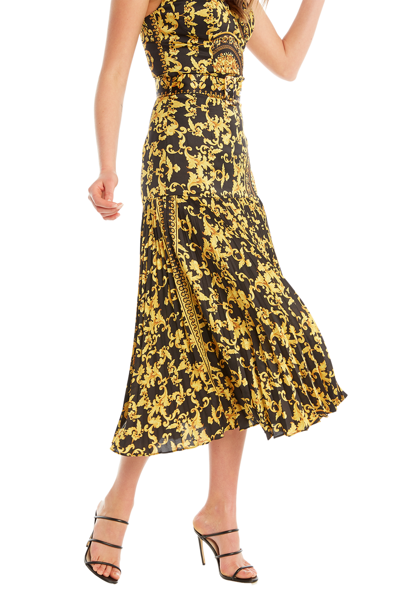 Bardot gold pleated skirt cheap