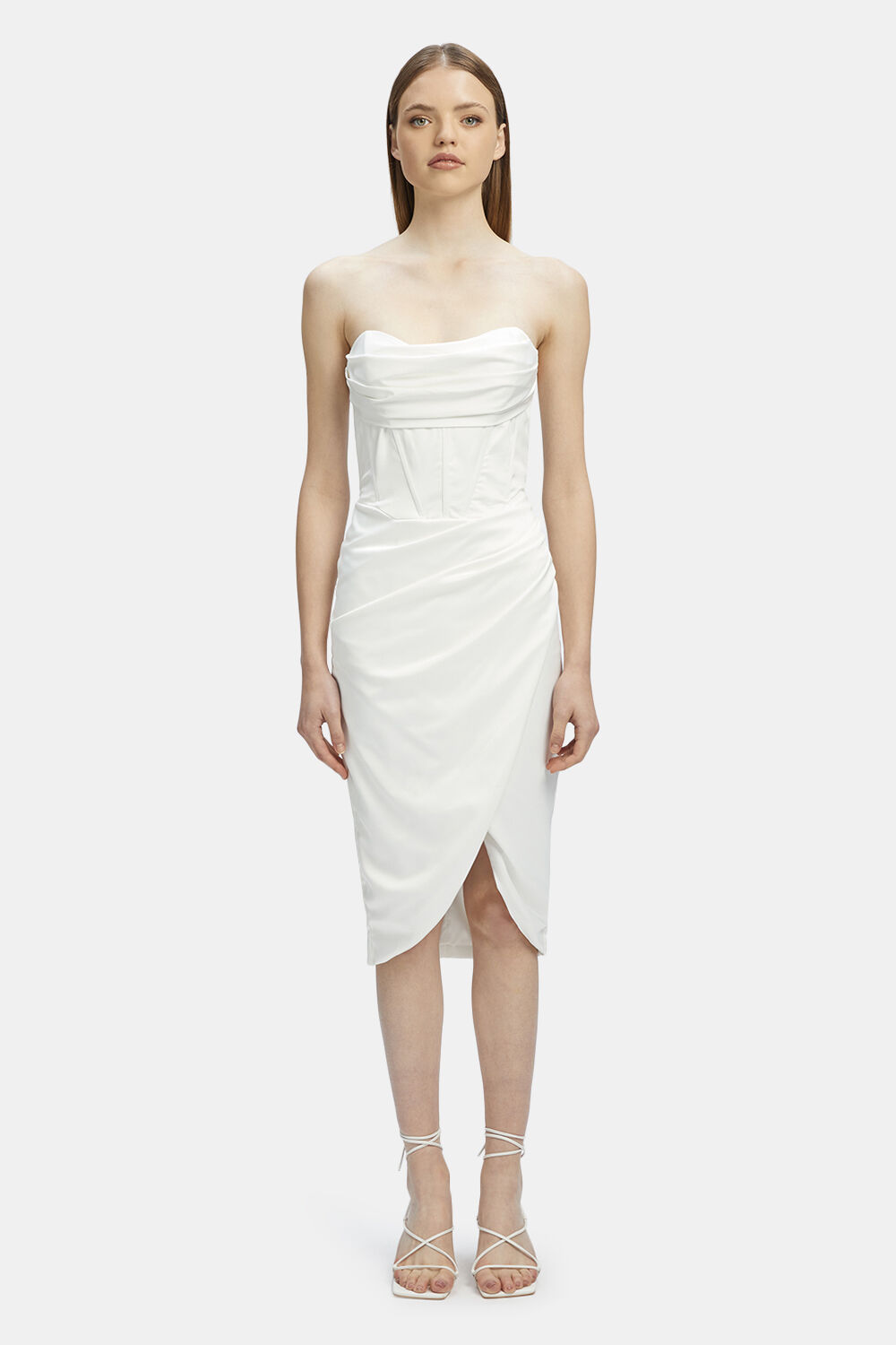 JAMILA CORSET DRESS in colour BRIGHT WHITE