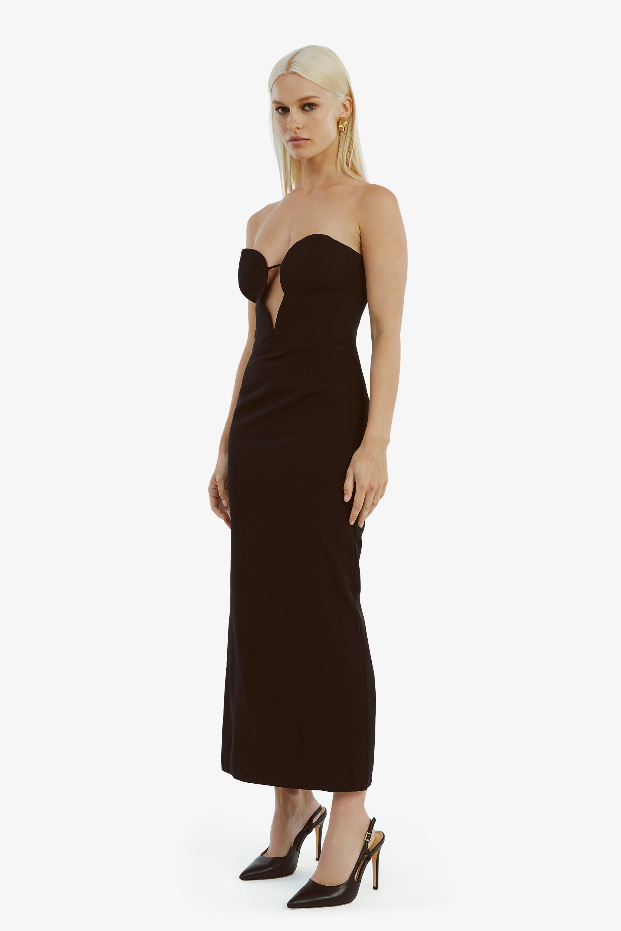 knee length dresses for ladies Corseted Lace Midi Dress 12 / Noir main image 0